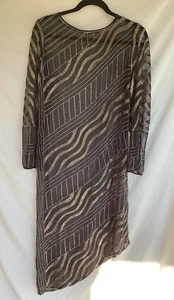 70er Jahre Vintage Tracy Mills schwarz asymmetrisch silber Perlen Abendkleid Kleid - Bild 1 von 21