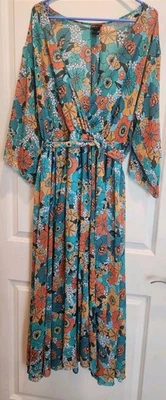 Kate & Lily Woman 18W Floral Maxi Dress Kimono Sleeve Belted Plus Size Boho - Image 1 of 4