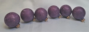 Vintage 6er Set lila marmoriertes Glas Weihnachtsschmuck Gold Ornament Kappe - Bild 1 von 7