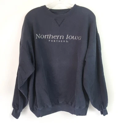 Gear Mens XL Sweatshirt Northern Iowa Panthers Blue Crew Neck Embroidered - Image 1 of 4