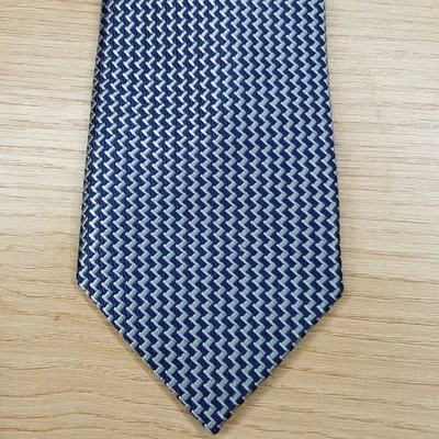 Corbata de cuello MICHAEL KORS para hombre azul verde zig zag clásica mezcla de seda en punta Foto 1 de 4