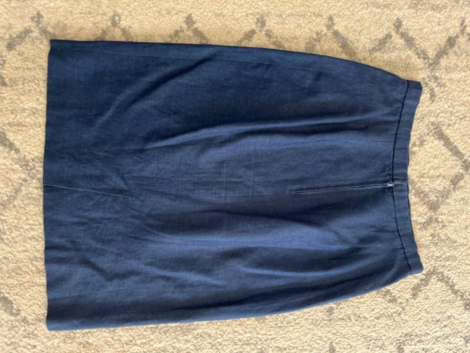 复古海军蓝内衬裙 10 码亚麻混纺 — 第 1/4 张图片