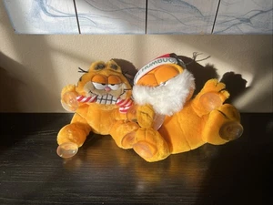 Menge 2 Vintage Garfield Weihnachten Santa Saugnapf Fenster Klammer Plüsch Dakin   - Bild 1 von 10