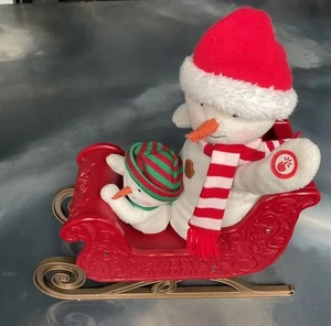 Hallmark Jingle Pals 2016 Twinkling Sleigh Ride Snowman Lights Music Motion - Picture 1 of 14