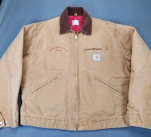 Carhartt Jacket Mens XL Detroit Quilt Lined 6QLJ Brown Duck Canvas Painter Union - Picture 1 of 11