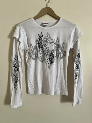Винтажная футболка Y2K Harley Davidson Dagger Heart Thorns рукав Tribal Doctor M - Изображение 1 из 4