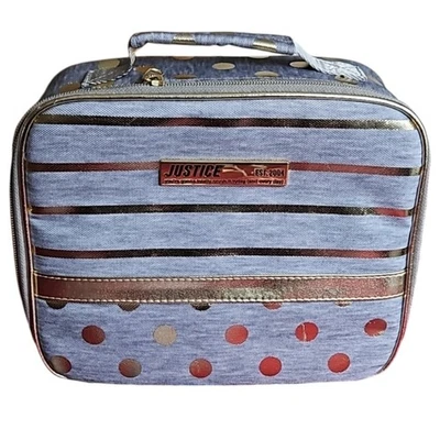 Estuche de Maquillaje Bolsa de Fiambrera Aislada JUSTICIA Gris Dorado Foto 1 de 4
