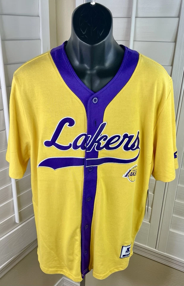 Starter NBA Los Angeles Lakers Purple/Gold Button Up Baseball Jersey - Men’s L - Image 1 of 4