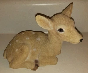 Vintage beflockt gefleckt Weihnachten Hirsch Rehkitz Parma AAI Japan groß 6,5” x 4,5” - Bild 1 von 8
