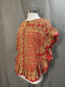 Vintage 1970’s Lila Bath Mexican Designer Red Top Ruffles Size Small - Picture 1 of 15
