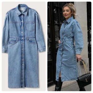 Camisa de vestir midi manga larga de mezclilla Mango para mujer talla 6 - Imagen 1 de 11