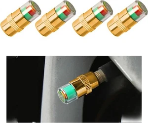 4 PCS Tire Pressure Monitor Valve Stem Caps, 2.4Bar 36PSI Car 4 PCS, Golden - Picture 1 of 6