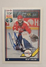 1991-92 O-Pee-Chee #290 In Person Auto Olaf Kolzig Washington Capitals ROOKIE