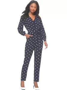 Scoop Printed Jumpsuit Women's, Navy Dot, Small (4-6) - Picture 1 of 5