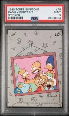 FAMILY PORTRAIT 1990 Topps The Simpsons Sticker #10 PSA 9 Mint * ICONIC RC - Image 1 of 2