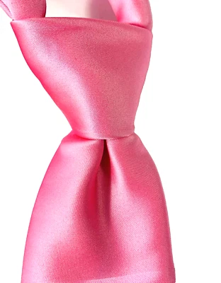 JF J. Ferrar Men's Polyester Tie ~ Pink ~ Solid Pattern Satin Texture - Image 1 of 4