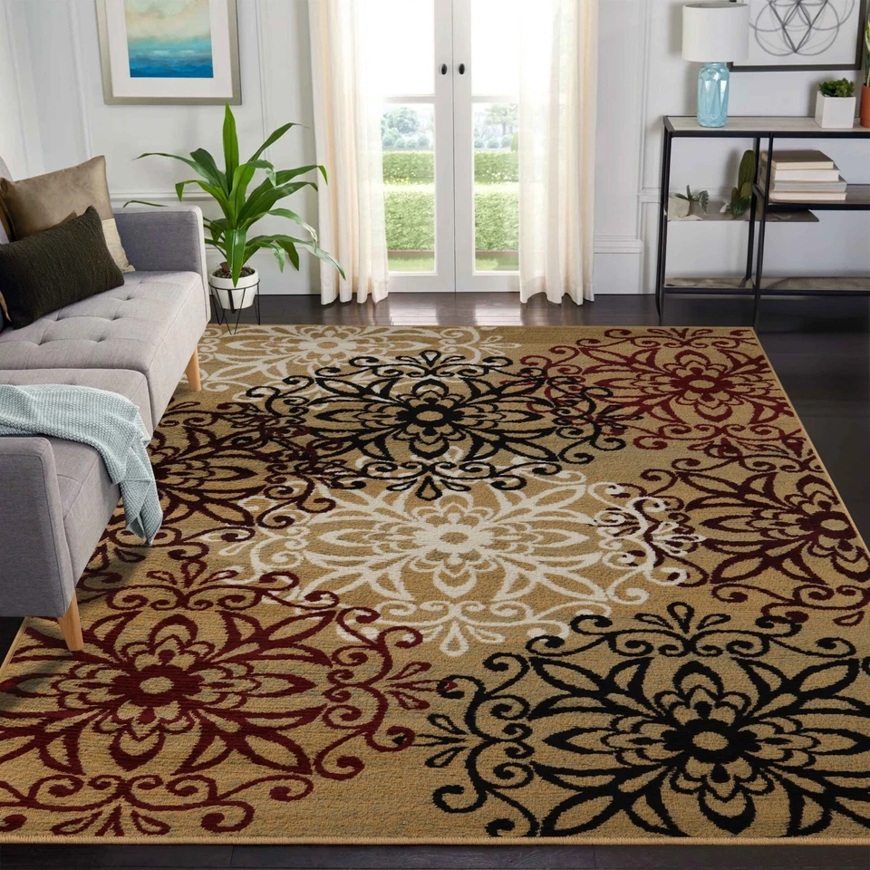 Leigh Modern Floral Medallion Foldable Washable Large Indoor Area Rug or Runner - Image 1 of 1