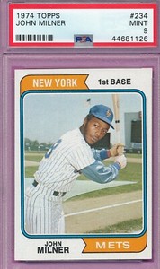 AMAZING PSA 9 MINT JOHN MILNER 1974 TOPPS #234 GRADED VINTAGE CENTERED *TPHLC