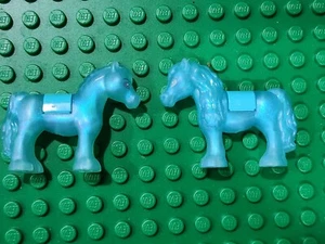 Lego New Satin Trans-Light Horse w x 1 Metallic Light Blue Part Lot Of 2 - Picture 1 of 8