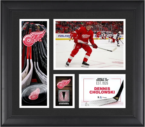 Dennis Cholowski Detroit Red Wings Frmd 15x17 Player Collage & Piece of GU Puck Cover