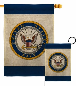 Bandera de jardín de arpillera de la Marina de los Estados Unidos Fuerzas Armadas Decorativa Pequeño Regalo Patio Casa Banner - Imagen 1 de 19