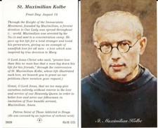 JB3928P St Maximilian Kolbe Paper Holy Card Pack of 100 Pieces