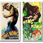 Ensemble d'art cinématographique vintage King Kong 2 pièces enveloppant toile giclée, 24 pouces x 12 pouces ea.