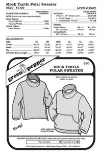Suéter polar de tortuga simulada para adultos #520 patrón de costura (solo patrón) - Imagen 1 de 1