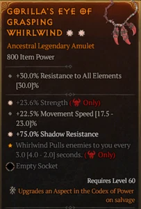 💥DIABLO 4💥SEASON 8💥Amulet💥2 GA Strength + Shadow Resistance + Movement Speed - Picture 1 of 1
