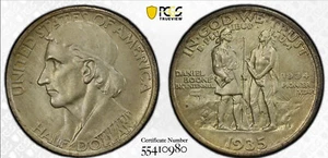 1935/34-S 50c Commemorative Half Dollar BOONE PCGS MS65 Gold Shield (EIE) - Picture 1 of 4