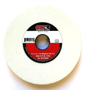 7" x 1" x 1-1/4" 46H WHITE A/O SURFACE GRINDING WHEEL - WHITE- CGW 34647 - Picture 1 of 5