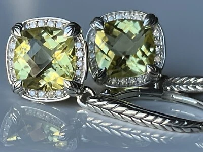 Pendientes JAI de plata esterlina con diamantes y piedras preciosas palanca trasera cuartos de limón nuevos en caja Foto 1 de 4