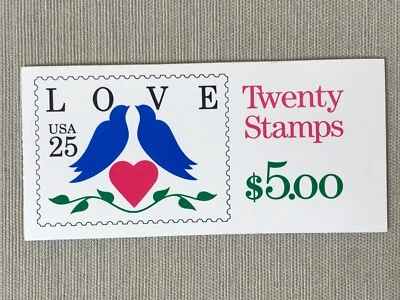 SCOTT #BK169 25-Cent 1989 LOVE BIRDS US Postage Stamps BOOKLET of 20  MNH - Image 1 of 3