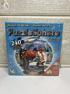 6” Puzzle Sphere 240pcs “Hockey on the Lake”  Puzzle Ball w/ Base - New Sealed - Imagen 1 de 6