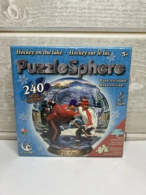 6” Puzzle Sphere 240pcs “Hockey on the Lake”  Puzzle Ball w/ Base - New Sealed - Image 1 of 4