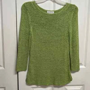 Maglione pullover tunica maglia nylon acrilico manica lunga verde cervo bianco taglia S - Foto 1 di 6