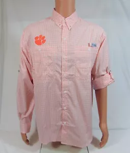 Camisa Columbia PFG Clemson Tigers Omni-Sombra Blanca Super Tamiami Talla M NUEVA RARA - Imagen 1 de 3