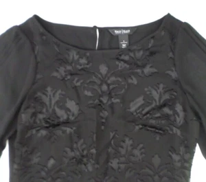 White House Black Market Women's Long Sleeve Pullover Top 4 Black Floral - Picture 1 of 8