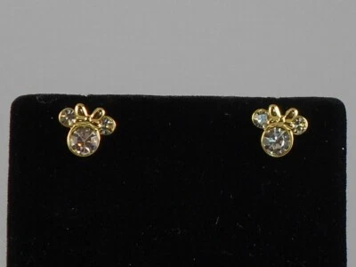 Brincos folheados a ouro Disney MINNIE MOUSE PEDRA DE NASCIMENTO cristal transparente abril $85 - Imagem 1 de 2