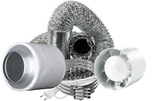Belüftungsset 100 mm leise Abluft Set für Growbox Aktivkohlefilter Lüfter - Bild 1 von 1