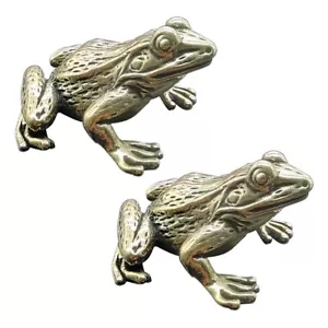 2x Solid Brass Frog Figurine Statue House Office Decoration animal Figurines Toy - Picture 1 of 8