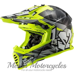 LS2 MX437 Fast 2 Mini Junior ECE 22.06 Motocross Helmet Crusher Black / Yellow - Picture 1 of 14