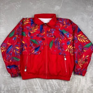 KAELIN Vintage Windbreaker Damen S Jacke rot Blumen Trainingsjacke Retro 80er 90er - Bild 1 von 9