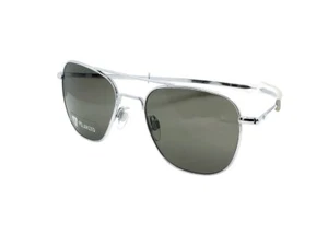 American Optical Original Pilot Sunglasses Silver/ Glass Polarized size 55 new - Picture 1 of 4