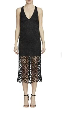 Camilla And Marc Dress AU Size 12 US 8 Jet Black Cornelli Lace V Neck Midi - image 1 of 4