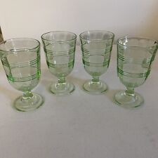 Set of 4 Martha Stewart Everyday MSE Green Banded Ribbon Glass Footed Tumblers