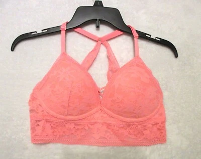 Bralette Rosa Victoria's Secret Para Mujer M (A-C) Naranja Encaje Ligeramente Acolchado Foto 1 de 4