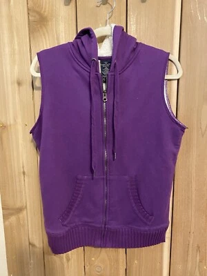 Chaleco con Capucha Desteñido Glory Púrpura Cremallera Completa Sin Mangas Talla M Nuevo sin Etiquetas Foto 1 de 2