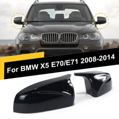 Side Mirror Cover Caps Wing Gloss Black For BMW X5 E70 X6 E71 2007-2013 Foto 1 de 4