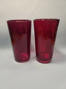 Rubinrot gefasst Glas Optik große Becher Vintage - Bild 1 von 6